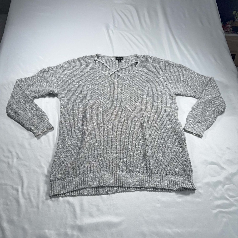 Torrid Size 2 Marled Front CrissCross Neckline Pullover Sweater Good Condition!
